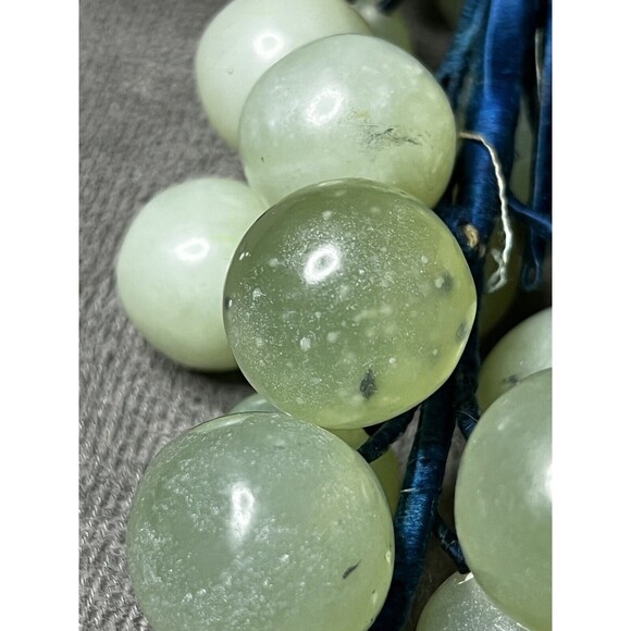 Vtg Italian Alabaster Large Marble Stone Light Green Grapes Cluster Stem Leaves - Picture 14 of 16